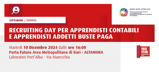 Recruiting day per apprendisti contabili e apprendisti addetti buste paga