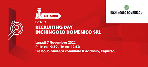 Foto Recruiting day MAGAZZINIERI e ADDETTI VENDITA per “Inchingolo Domenico srl”
