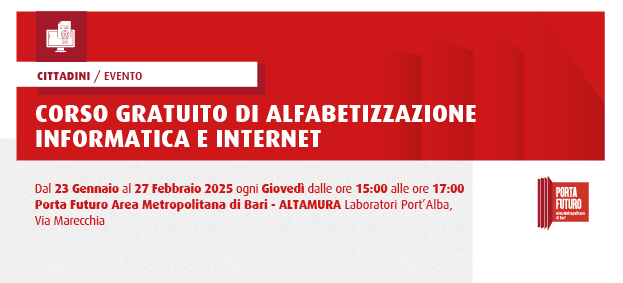 CORSO GRATUITO DI ALFABETIZZAZIONE INFORMATICA E INTERNET